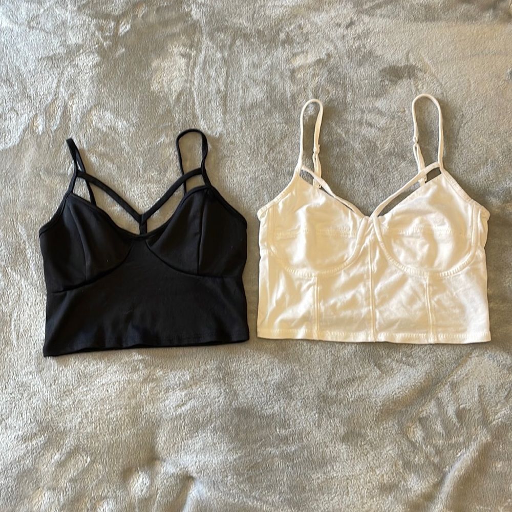 Black and white tank crop top
